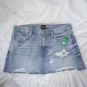 low rise denim mini skirt